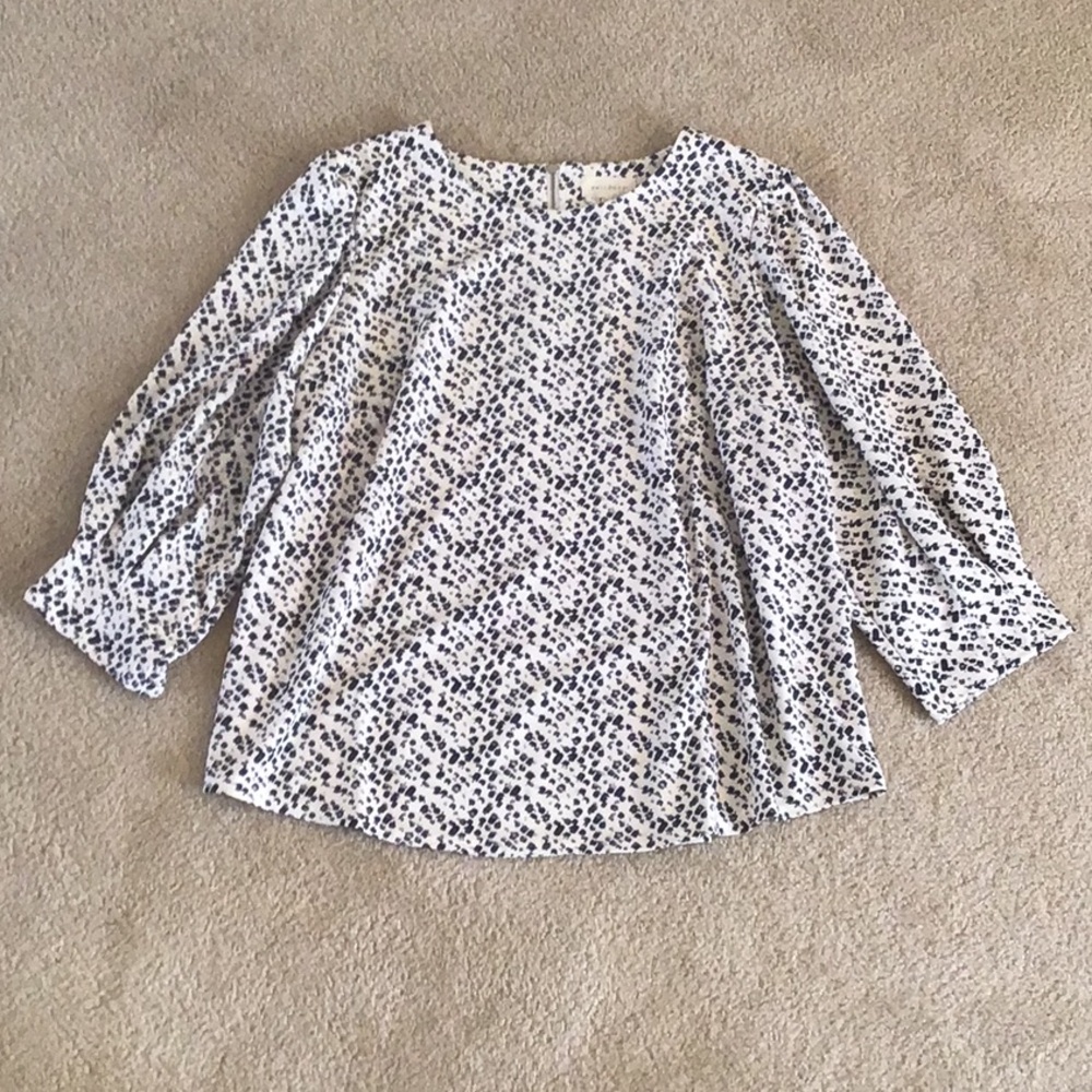 Melloday Blouse, Size 3X, Black/Gray on Off White